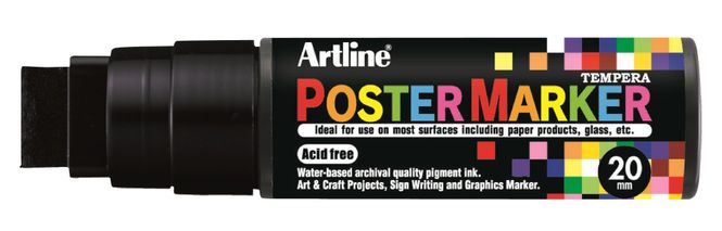 Hovedbilde PosterMarker 20mm sort Artline 6 stk.