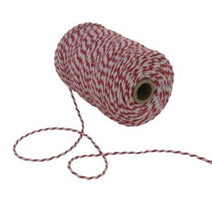 Hovedbilde Bomullsgarn r&oslash;d/hvit 100m