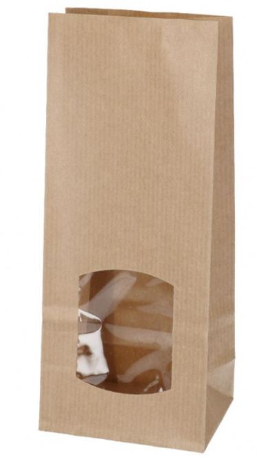 Hovedbilde Papirpose brun med vindu 10x7x27cm 1000 stk