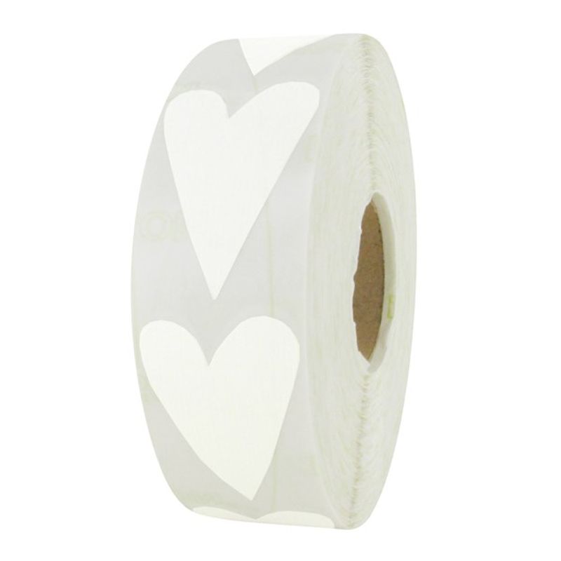 Etikett hjerte hvit 32x48mm