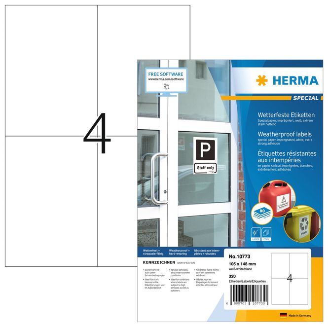 Hovedbilde Etiketter Utendørs A4 105x148 Hvit (320) Herma