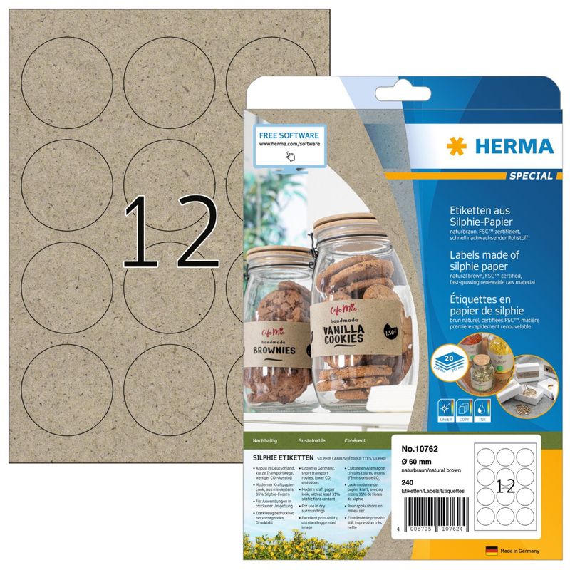 Etikett Ø=60mm kraftpapir (240) Silphie Herma