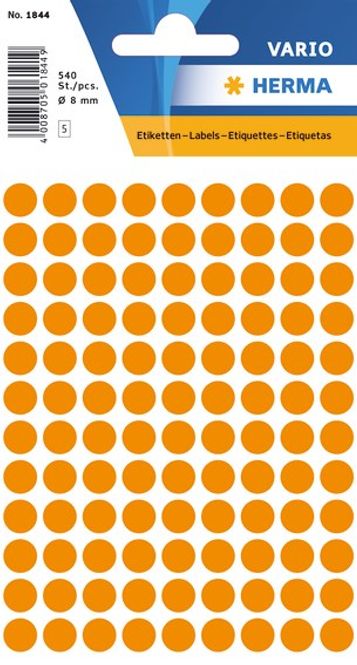 Hovedbilde Etikett Ø 8mm oransje 5400 stk