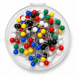 Kartnåler 15 mm – 100 stk assorterte farger