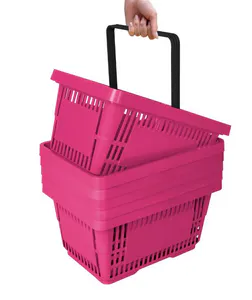 Handlekurv i plast 20 liter – Rosa 5 stk.
