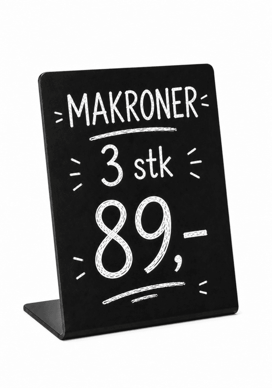 Prisskilt sort A6  3stk.