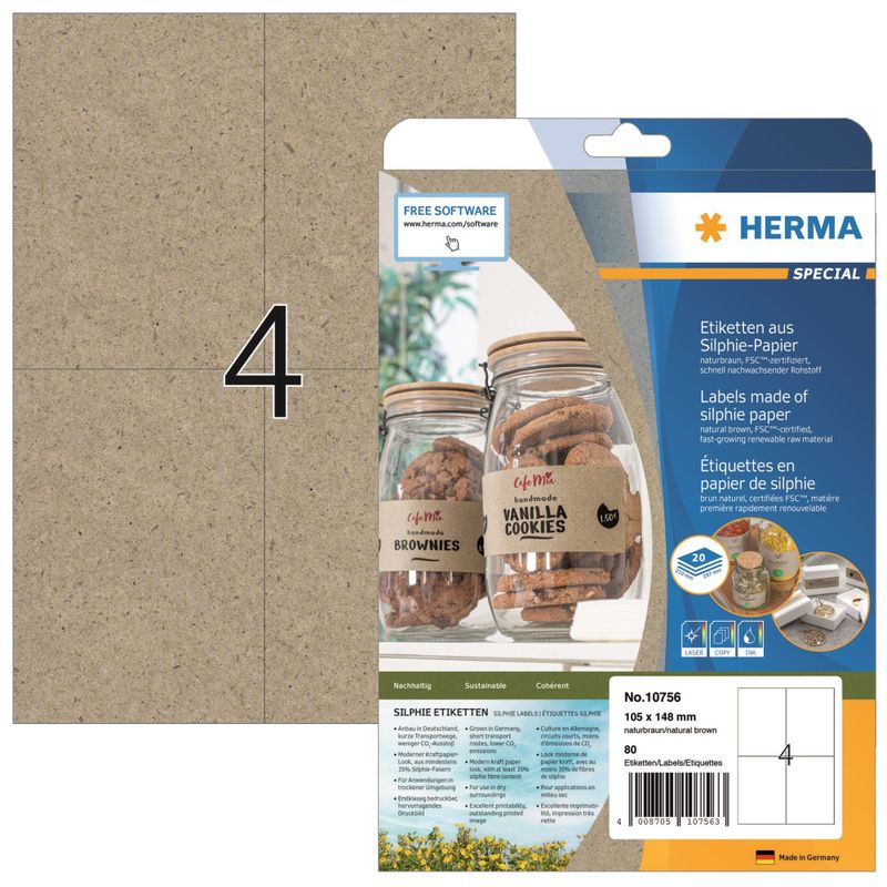 Etikett 105x148 kraftpapir (80) Herma