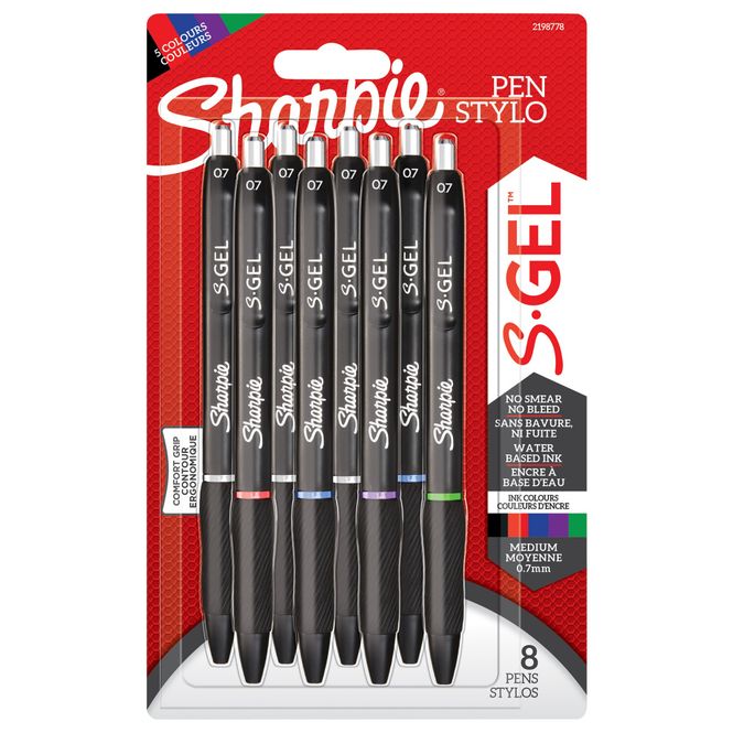 Hovedbilde Geléblekkpenn S-Gel 0,7mm assortert (8stk.)