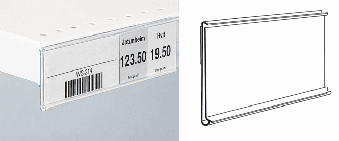 Hovedbilde Hyllekantlist for plane underlag 39x885mm transp. ...