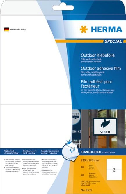 Hovedbilde Utendørsetiketter 210x148 A4 20 stk. Herma