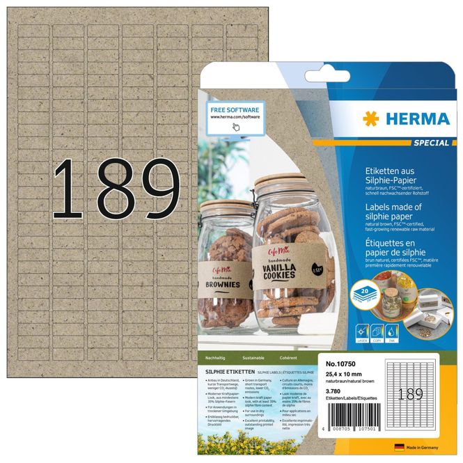 Hovedbilde Etikett 24,4x10 kraftpapir (3780) Herma