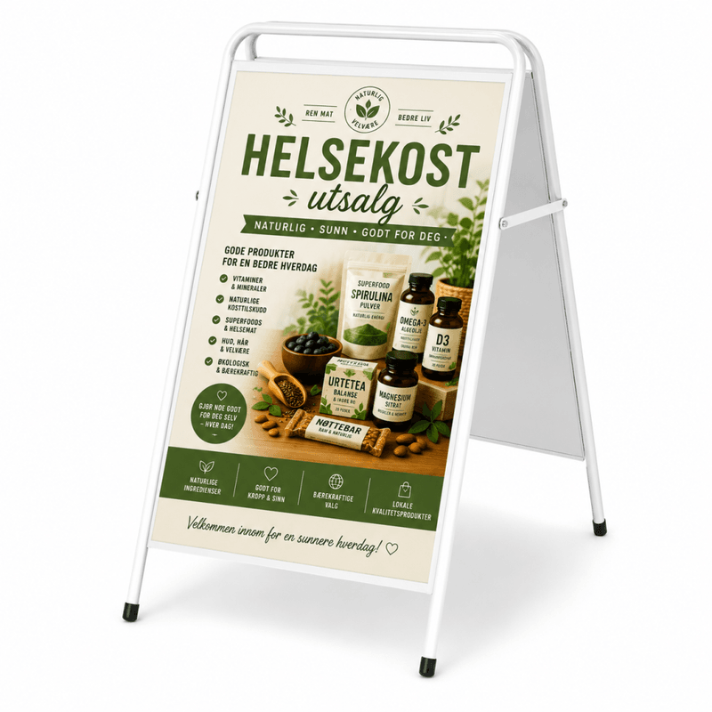 Gatebukk expo sign 50x70 cm hvit