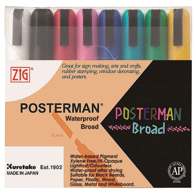 Hovedbilde Posterman tusj 6mm assortert 8 stk